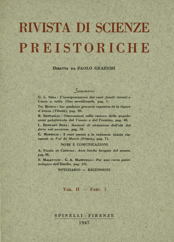 Rivista di Scienze Preistoriche, II, fasc. 1, 1947