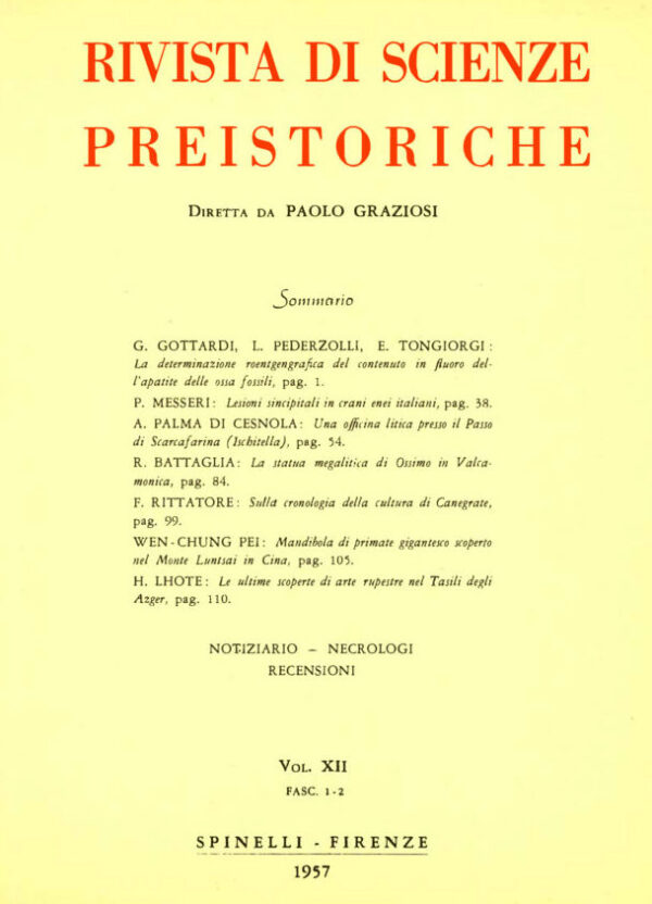 Rivista di Scienze Preistoriche, XII, fasc. 1-2, 1957